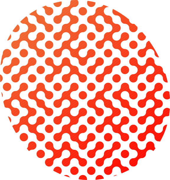 Circle filled with a red and orange dotted pattern