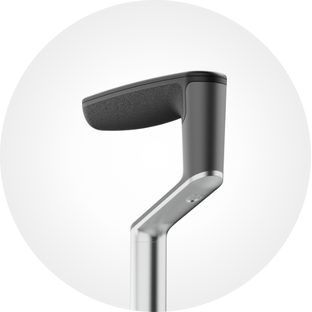 Columbo handle with a textured grip on an aluminum shaft