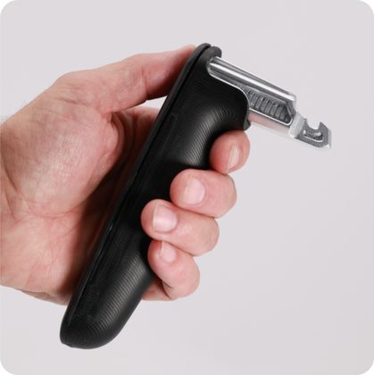 Hand holding the Columbo handle prototype