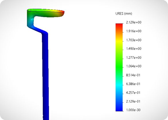 Structural simulation of the Columbo handle and shaft
