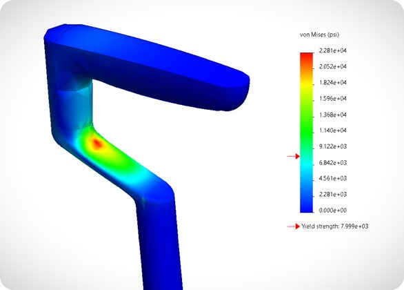 Stress simulation of the Columbo handle