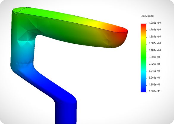 Displacement simulation of the Columbo handle
