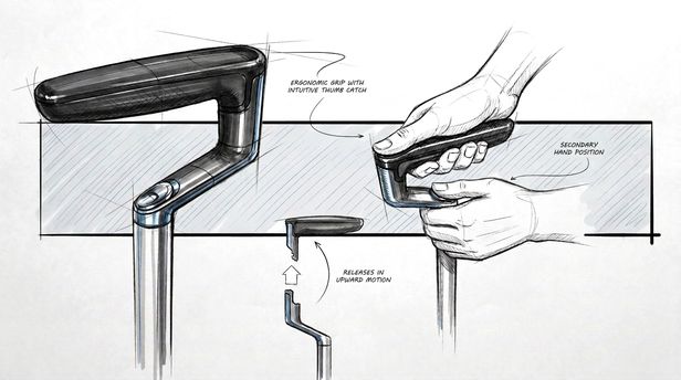 Sketch showing the secondary hand position on the Columbo handle