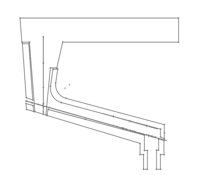 Technical line drawing of the Columbo handle profile