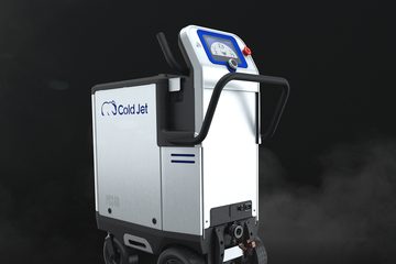 Cold Jet dry ice blasting unit on a dark background