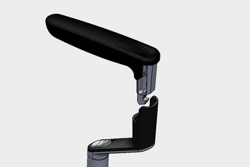 CAD render of the Columbo mobility aid handle releasing from the cane