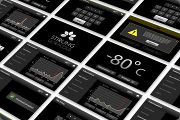 Stirling Ultracold freezer touchscreen interface screens